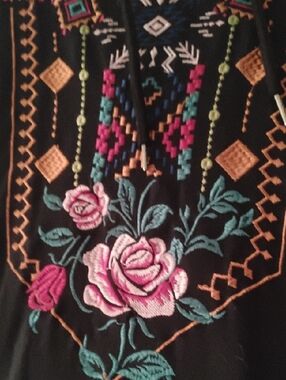 BloomChic Black Hooded Sweatshirt with Embroidery. This Hoodie Is Also Lined.